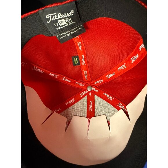 Titleist FJ Footjoy Pro V1 New Era Hat Cap Fitted S/M Red Golf Mens Sports Fit - Picture 5 of 5